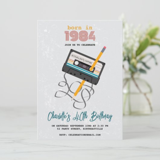 80年代おもしろい音楽レトロカセットテープ40歳の誕生日 招待状 (スタンド正面)