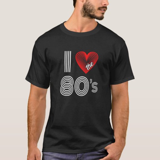 80年代が大好き！レトロな80年代パーティーコスチューム Tシャツ (正面)