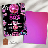 80年代にタイムスリップ！ネオンディスコボール誕生日パーティー 招待状