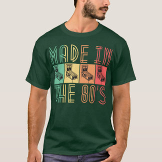 80年代に作られたピンボール レトロ アーケード ギフト 男性向け Tシャツ