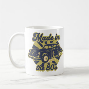 80年代に作られたヴィンテージゴールドクラシックカー愛好家 コーヒーマグカップ