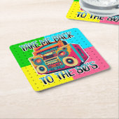 80年代に連れ戻す |レトロ スクエアペーパーコースター (アングル)