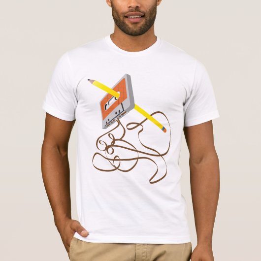 80年代のカセットテープのリワインド及び前方ティー Tシャツ (正面)