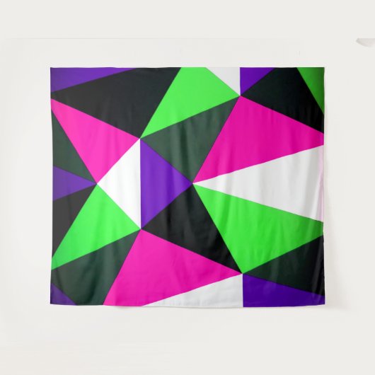 80年代のカラーブロック ネオングリーン ピンク パープル 太文字 タペストリー (正面(横))