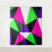 80年代のカラーブロック ネオングリーン ピンク パープル 太文字 タペストリー (正面)