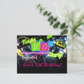 80年代のクラブ誕生日パーティー招待状 インビテーションポストカード (スタンド正面)