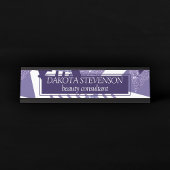 80年代のクール抽象芸術 |紫色のパッションシェイプパターン デスクネームプレート