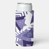80年代のクール抽象芸術 |紫色のパッションシェイプモノグラム スリム缶クーラー (Seltzer正面)