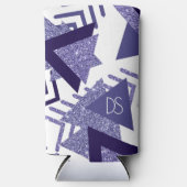 80年代のクール抽象芸術 |紫色のパッションシェイプモノグラム スリム缶クーラー (正面)