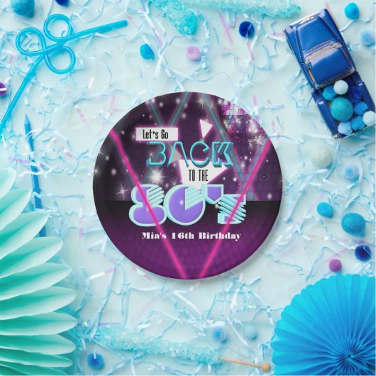 80年代のグラムパープルパーティープレートに戻ろう ペーパープレート (パーティー)