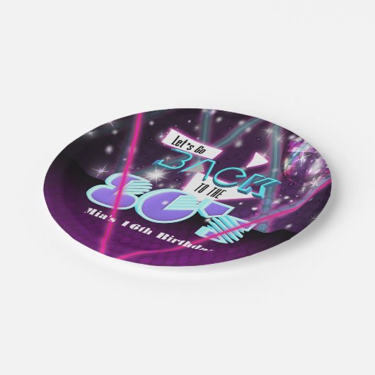 80年代のグラムパープルパーティープレートに戻ろう ペーパープレート (アングル)