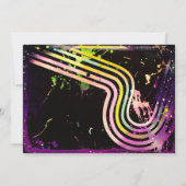 80年代のグランジテイスト カラースプラッター レトロ バースデーパーティー 招待状 (裏面)