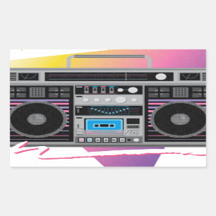 80年代のゲットーの発破工のboombox 長方形シール