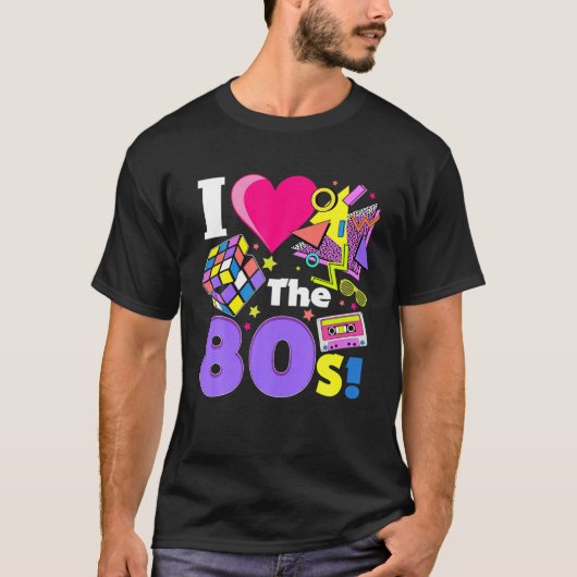 80年代のコスチュームヴィンテージレトロ80が大好き Tシャツ (正面)