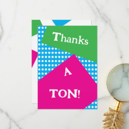 80年代のスタイルはっきりしたの形状と色 サンキューカード