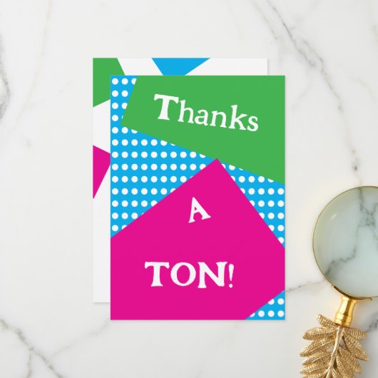 80年代のスタイルはっきりしたの形状と色 サンキューカード (正面/裏面インサイチュ)