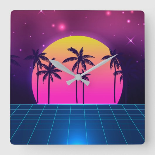 80年代のスタイルレトロ未来の壁時計 スクエア壁時計 (正面)