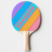 80年代のネオンの日の出はっきりしたの名ストライプの前 卓球ラケット (裏面)