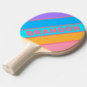 80年代のネオンの日の出はっきりしたの名ストライプの前 卓球ラケット (正面アングル)