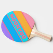 80年代のネオンの日の出はっきりしたの名ストライプの前 卓球ラケット (横)