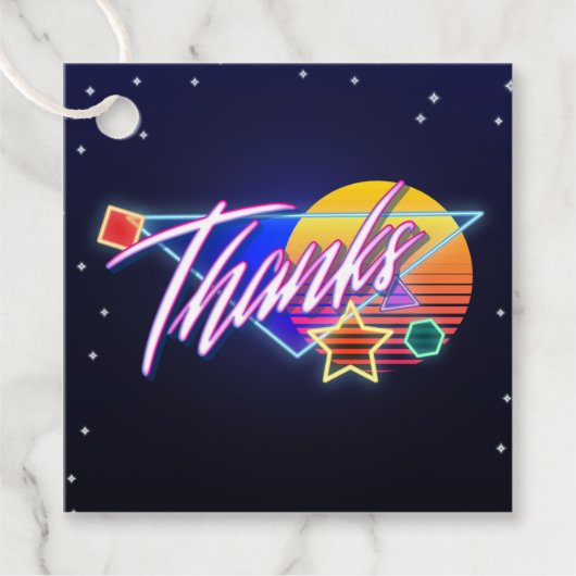 80年代のネオン感謝していメッセージカードに戻る フェイバータグ (正面)