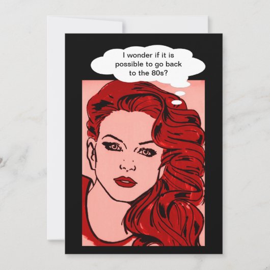 80年代のパーティの招待状80年代レトロな少女アポップ・アートのート 招待状 (正面)