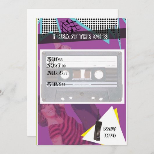 80年代のパーティの招待状 招待状 (正面/裏面)