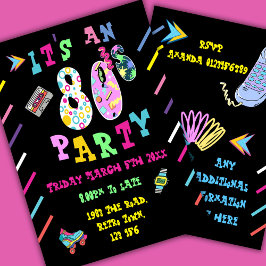 80年代のパーティー招待状 レトロな80年代のお祝い 招待状