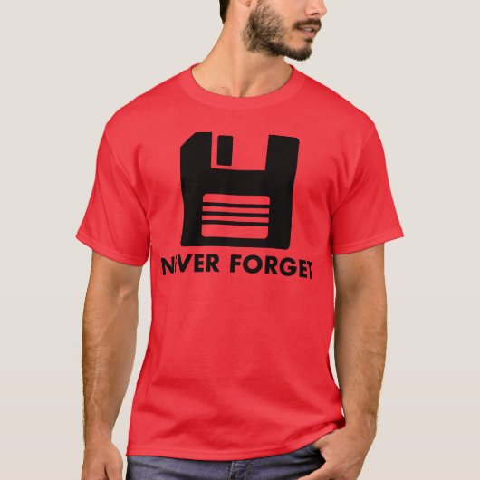 80年代のフロッピーディスクの友達を決して忘れない Tシャツ (正面)