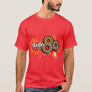 80年代のメンズカラー数々のロゴで赤に着色 Tシャツ