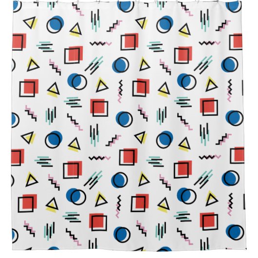 80年代のメンフィスの抽象芸術のスタイル シャワーカーテン (正面)