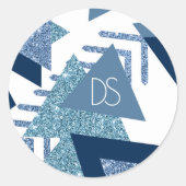 80年代のラグジュアリー・アブストラクト | ターコイズとネイビーのモノグラム ラウンドシール (正面)