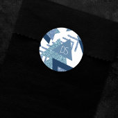 80年代のラグジュアリー・アブストラクト | ターコイズとネイビーのモノグラム ラウンドシール