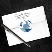 80年代のラグジュアリー・アブストラクト | ターコイズとネイビーのモノグラム ラウンドシール