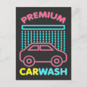 80年代のレトロなネオンプレミアム洗車車 ポストカード (正面)