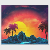 80年代のレトロな未来型ビーチデザイン ラッピングペーパー (フラット)