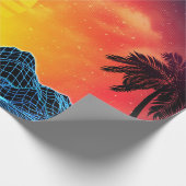 80年代のレトロな未来型ビーチデザイン ラッピングペーパー (角)