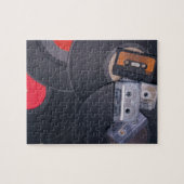 80年代のレトロのカセットテープおよびレコード ジグソーパズル (横)