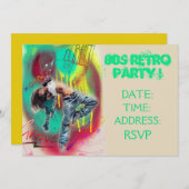 80年代のレトロのテーマのダンスパーティー 招待状 (正面/裏面)