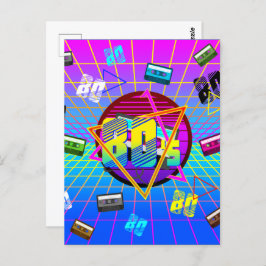 80年代のレトロカセットテープ古学校 ポストカード