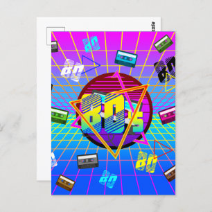 80年代のレトロカセットテープ古学校 ポストカード