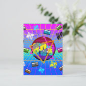 80年代のレトロカセットテープ古学校 ポストカード (スタンド正面)