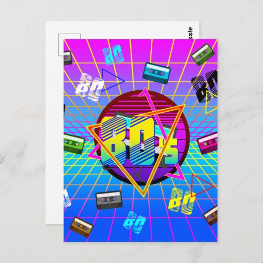 80年代のレトロカセットテープ古学校 ポストカード (正面/裏面)