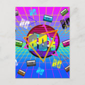 80年代のレトロカセットテープ古学校 ポストカード (正面)