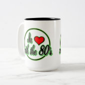 80年代のレトログリーンロゴマグに恋して ツートーンマグカップ (正面左)