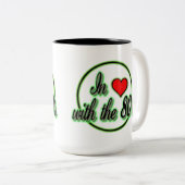 80年代のレトログリーンロゴマグに恋して ツートーンマグカップ (正面右)