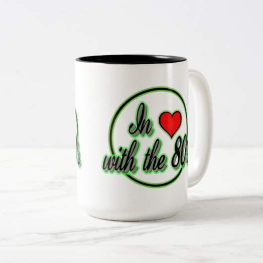 80年代のレトログリーンロゴマグに恋して ツートーンマグカップ (正面右)