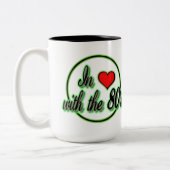 80年代のレトログリーンロゴマグに恋して ツートーンマグカップ (左)