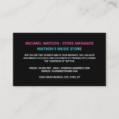 80年代のレトロテープ、ミュージックストア 名刺 (裏面)