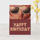 80年代のレトロファッション誕生日 カード (黄色い花)